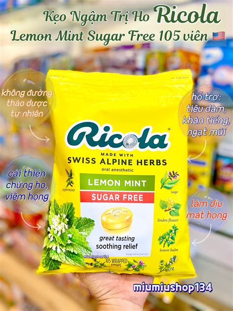 Kẹo ngậm trị ho Ricola Lemon Mint Sugar Free 105 viên 🇺🇸
