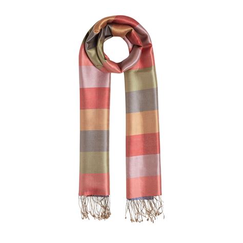 Denim Blue Block Striped Reversible Silk Scarf | Ipekevi