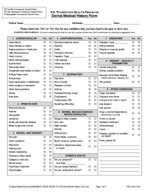 Fillable Online newhp Dental Medical History Form - NE Washington ...
