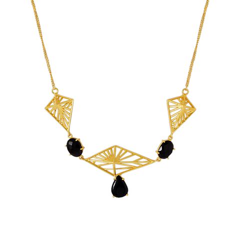 Black Stone Studded Modern Necklace – VOYLLA