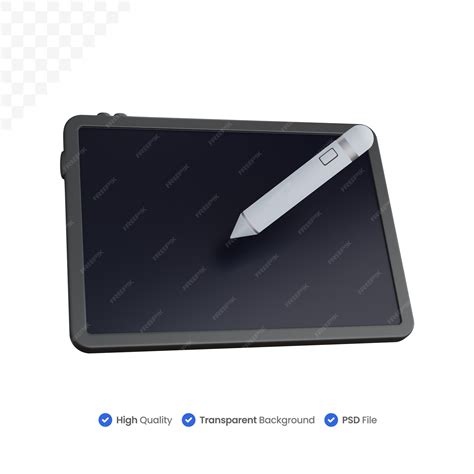 3d rendering tablet with stylus pen isolated | Premium PSD