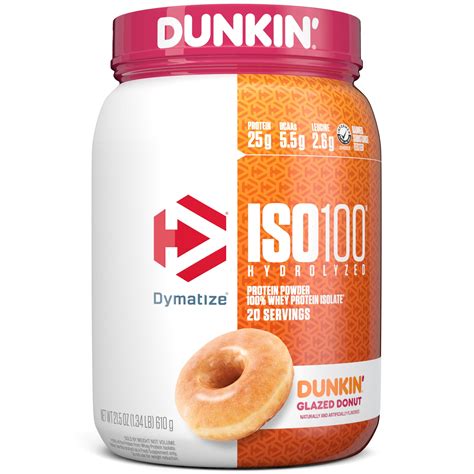 Dymatize ISO100 Whey Protein Isolate, 25g, Dunkin' Donut Flavor, 20 ...
