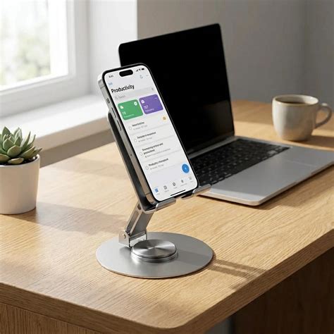 Adjustable Aluminum Phone Stand – 360° Rotating Holder – MaxSmile