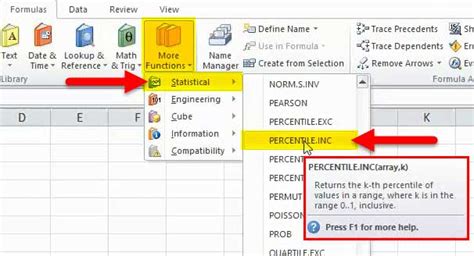 Image result for Percentile Function Excel