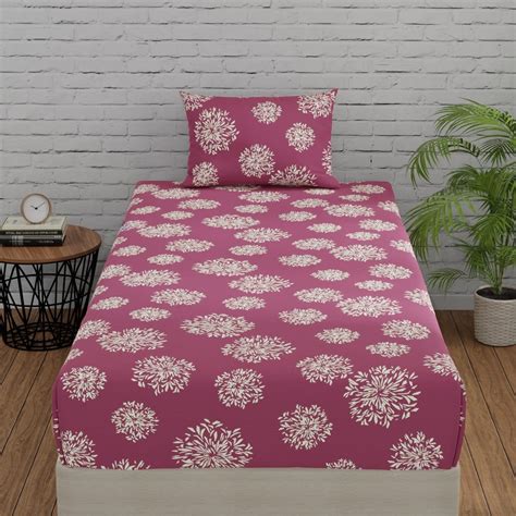 Huesland by Ahmedabad Cotton 144 TC Cotton Bedsheet Single Bed with 1 ...