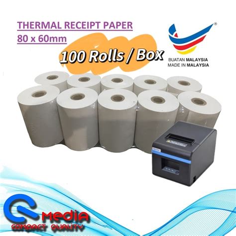 (100 roll )Thermal Receipt Printer Paper roll 80mm x 60mm 80x60 ...