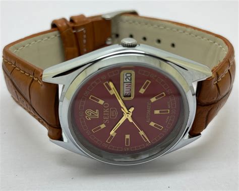 VINTAGE REFURBISHED SEIKO 5 AUTOMATIC JAPAN MENS DAY DATE WATCH ...