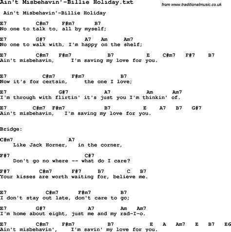 Jazz Song - Ain't Misbehavin'-Billie Holiday with Chords, Tabs and ...