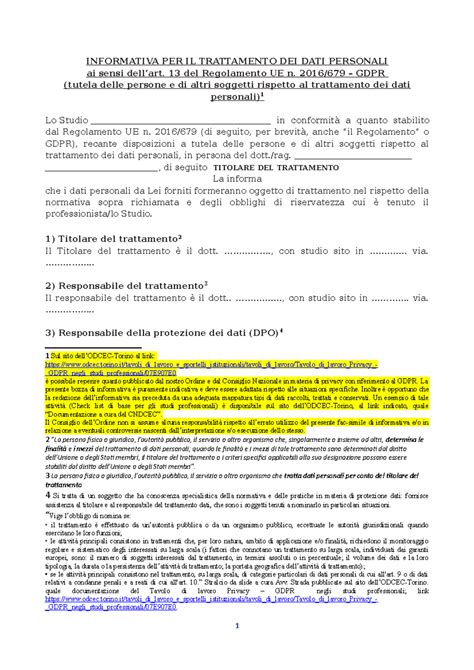 Fac simile informativa privacy e consenso - INFORMATIVA PER IL ...