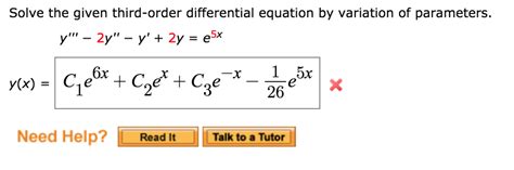 Image result for Variation of Parameters 3rd Order