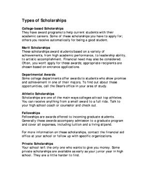 Fillable Online Types of Scholarships Fax Email Print - pdfFiller