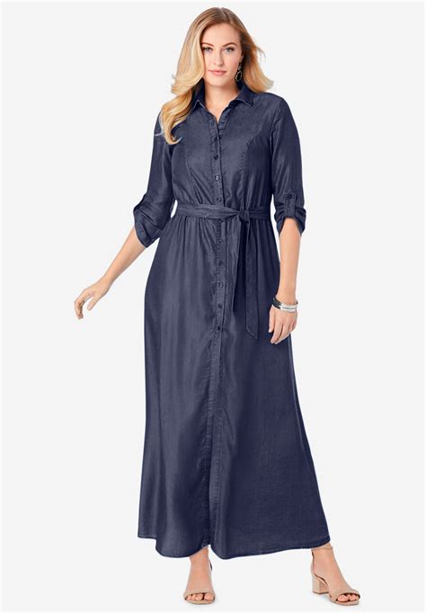Denim Maxi Dress | Roaman's
