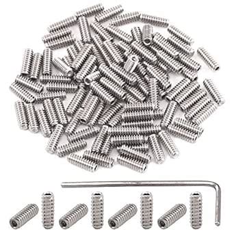 Hilitchi 100Pcs SAE Stainless Hex Allen Head Socket Set Screws Grub ...