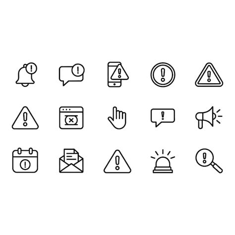 Warning and Notification Line Icons Set | 프리미엄 벡터