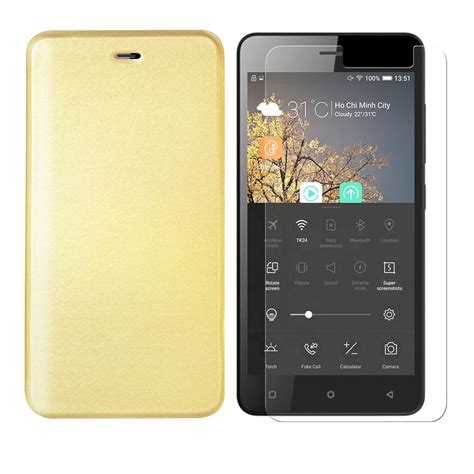 Deltakart Tempered Glass for Gionee P5W With Flip Cover -Golden ...
