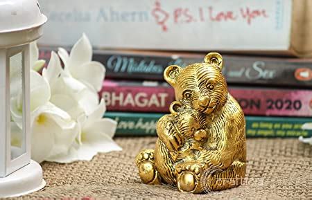 Buy Crafticia Metal Bear Showpiece with Baby Mother Love Statue for ...
