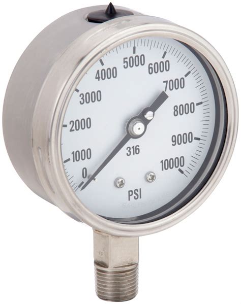PIC GAUGES, 0 psi to 10,000 psi, 4 in Dial, Industrial Pressure Gauge ...