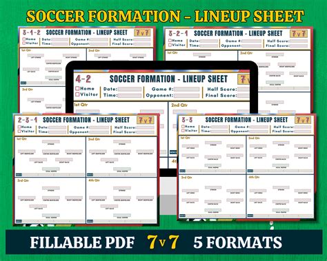 7v7 Soccer Formation Lineup Sheet Editable PDF Soccer - Etsy
