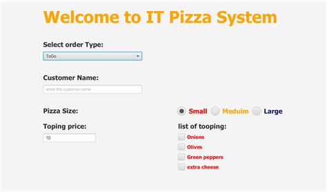 Java Pizza Ordering System 的图像结果