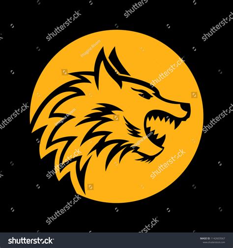 Head Logo Wolf Circle Moon Wolf: vector de stock (libre de regalías ...