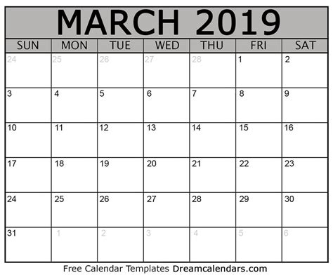 Free Printable March 2019 Calendar - Printable Word Searches