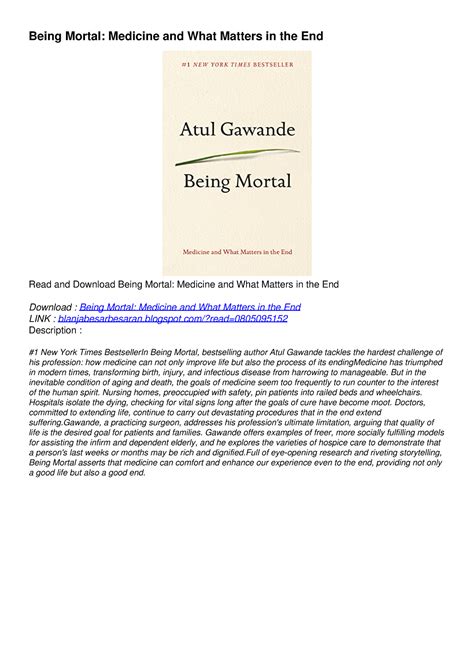 READ/DOWNLOAD Being Mortal: Medicine and What Matters in the End ...