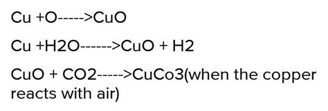 write the chemical reaction when copper reacts with oxygen, water and ...