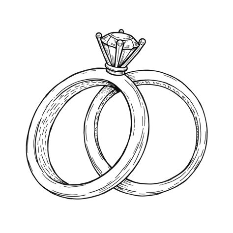 Premium Vector | Wedding Ring Drawing Vector illustration Coloring Page