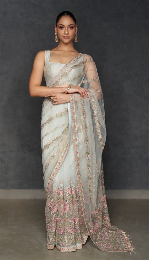 Dusky Sky Lotus Saree - Shyamal & Bhumika