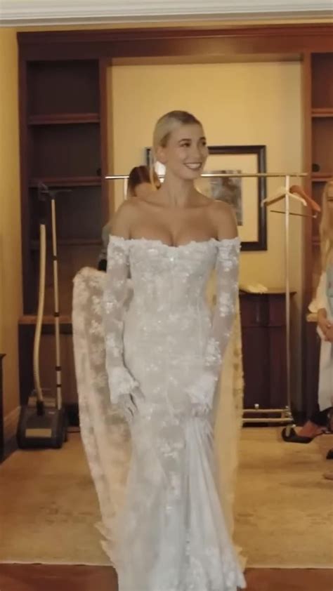 Hailey Baldwin Bieber Shows off Her Stunning Wedding Gown. Off-the ...