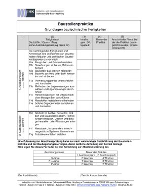 Ausfüllbar Online schwarzwald-baar-heuberg ihk Baustellenpraktika - IHK ...
