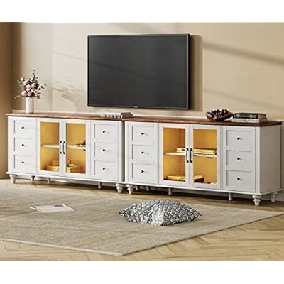 WAMPAT 2 Package Farmhouse LED Light TV Stand, Wood | Ubuy India