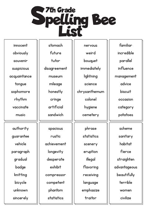15 7th Grade Spelling Words Worksheets - Free PDF at worksheeto.com