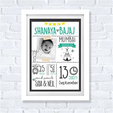 Birth Statistics Frame - Tribal – Buy Now at My Baby Babbles