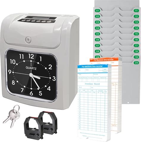 ASSUR Employee Punch Time Clock Bundle with 100 Punch Cards, 2 Ribbons ...