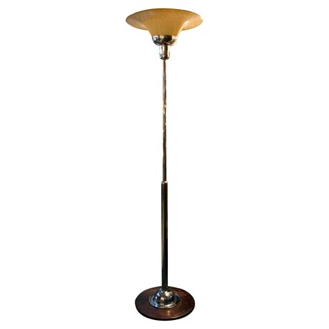 Floor Lamp Art Deco 1930, German, Material: Wood, chrome and glass For ...