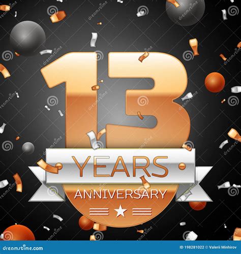 Thirteen Years Anniversary Celebration Background with Silver Ribbon ...