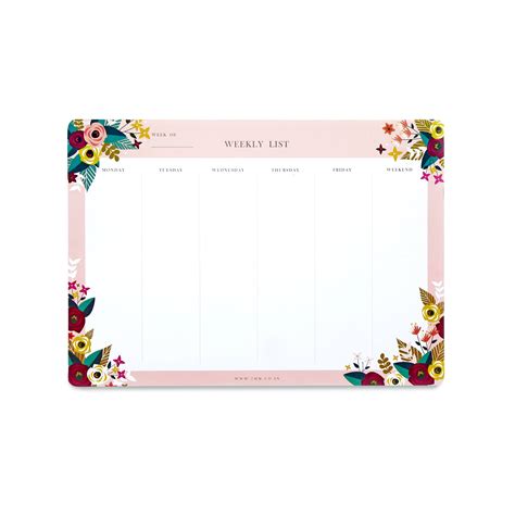 Weekly Deskpad (Blossoms) – 7mm - Fine Paper Stationery