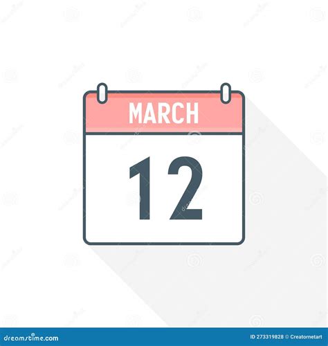 12th March Calendar Icon. March 12 Calendar Date Month Icon Vector ...