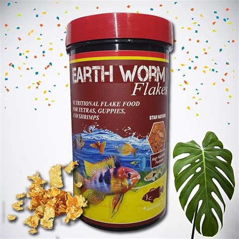 Buy Nutritional Freeze Dried Earth Worms Flakes Fish Food for Tetras ...