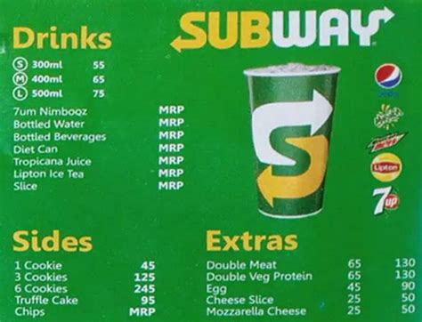 Menu at Subway, Noida, Assotech Buildtech