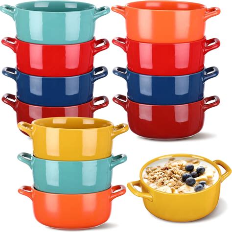 Amazon.com | Thyle 12 Set Ceramic Soup Bowls with Double Handles 20 oz ...