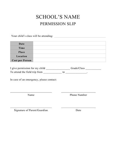 FREE Editable Permission Slip Template | Instant Download