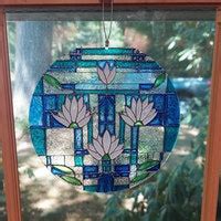 Buy Flowers Art Glass Painting Stained Glass Sun Catcher Painted Online ...