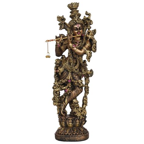 Buy eCraftIndia Standing Lord Krishna Idol Playing Flute Statue Online