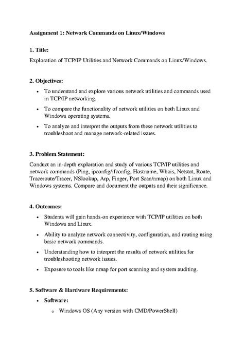 CNL - Assignment 1: Exploring TCP/IP Utilities on Linux/Windows - Studocu