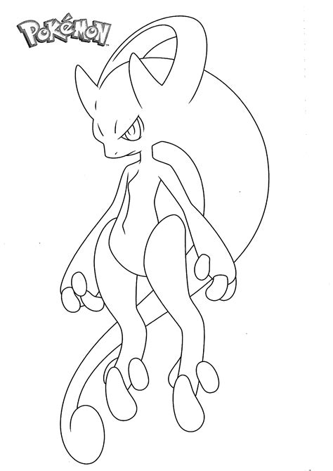 pokemon mega mew two coloring page | Colouring pages, Coloring pages ...