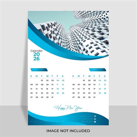 2026 calendar with city skyscrapers | Premium Vector