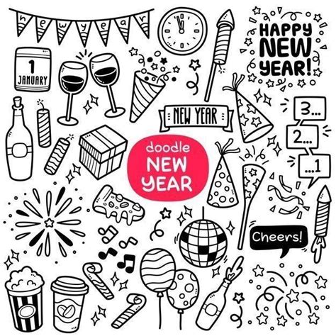 Happy new year doodle art - Brainly.in