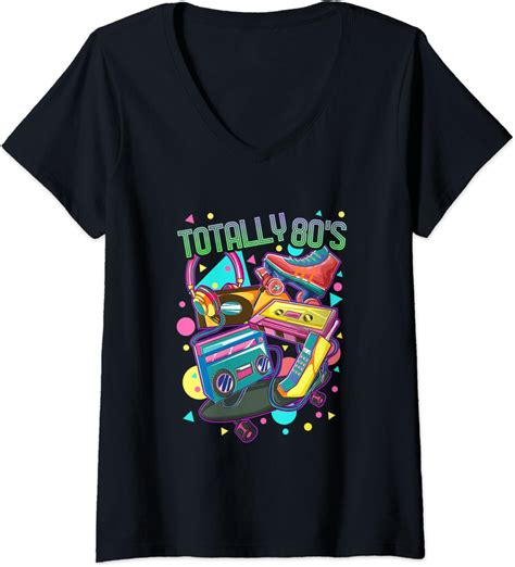 Womens Funny Totally 80s Vintage Eighties Retro 1980s Party Tee V-Neck ...